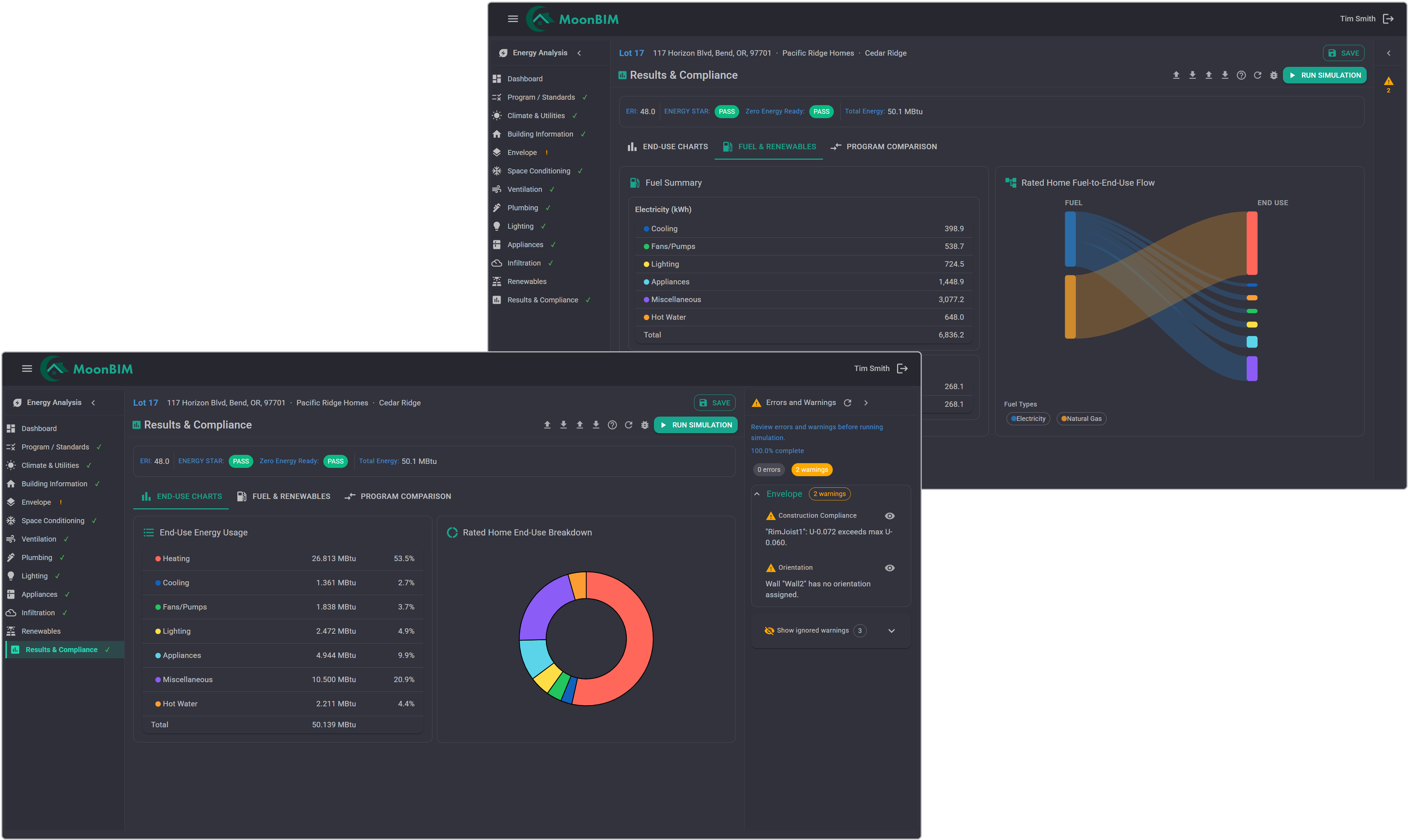 MoonBIM energy analysis module results view